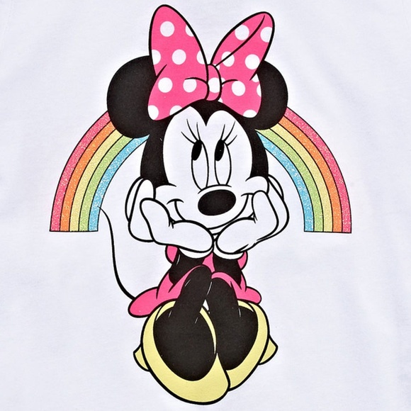 MAD Engine | Shirts & Tops | Disney Minnie Mouse Rainbow Glitter Tshirt ...